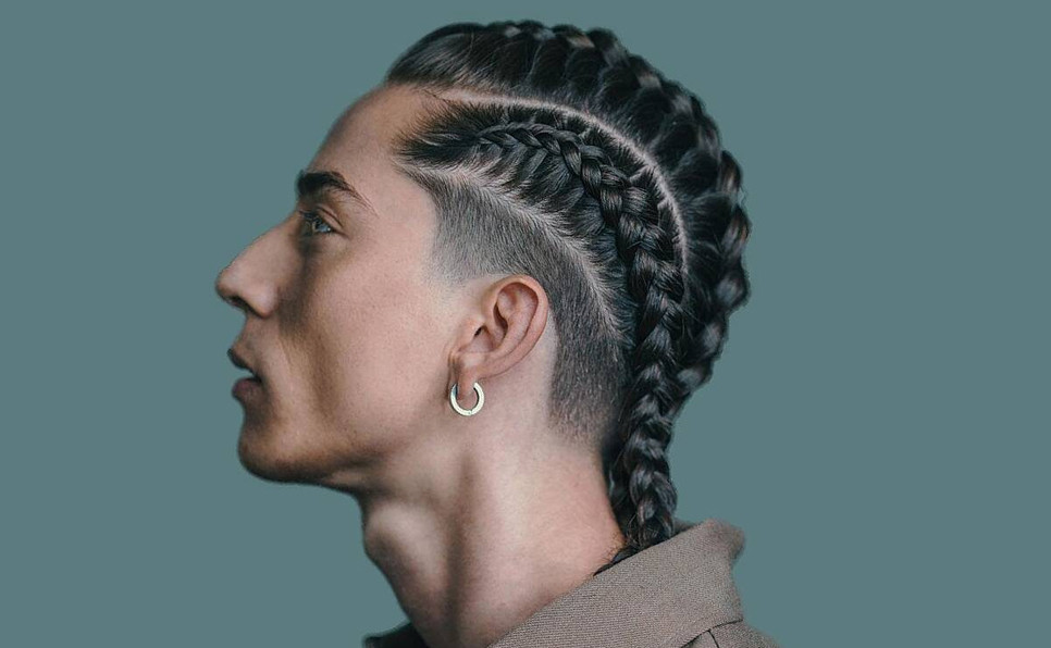 coiffure avec tresse collee homme