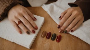 Couleur ongles automne 2025 : bruns, rouges profonds et Jelly, manucure automnale