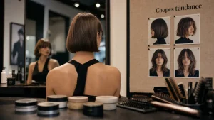 Coupe de cheveux : carré sculpté, bob texturé, butterfly cut (selon le visage)