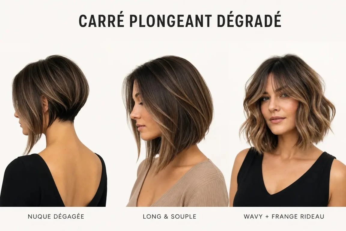 Inspirations de carré plongeant dégradé avec variantes courtes, longues et wavy
