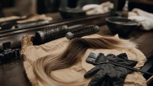 Meche blonde sur du brun, mèche cendrée naturelle