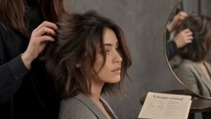 Visage rond coupe de cheveux long bob flou encadrant