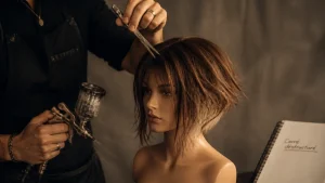 Carré destructuré : coupe déstructurée près du visage
