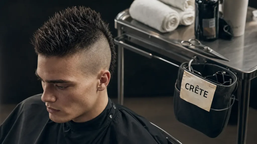 Coupe de cheveux crete : crête iroquoise en studio