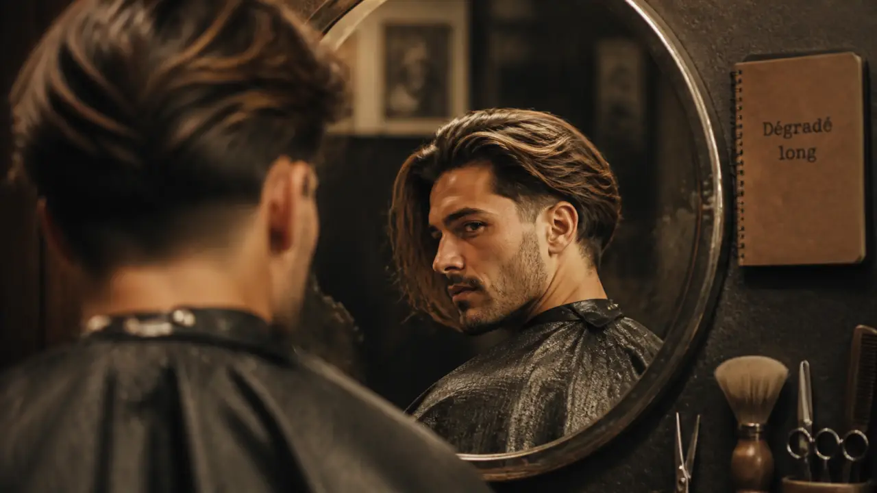 Degrade cheveu long homme, dégradé long wavy naturel en studio