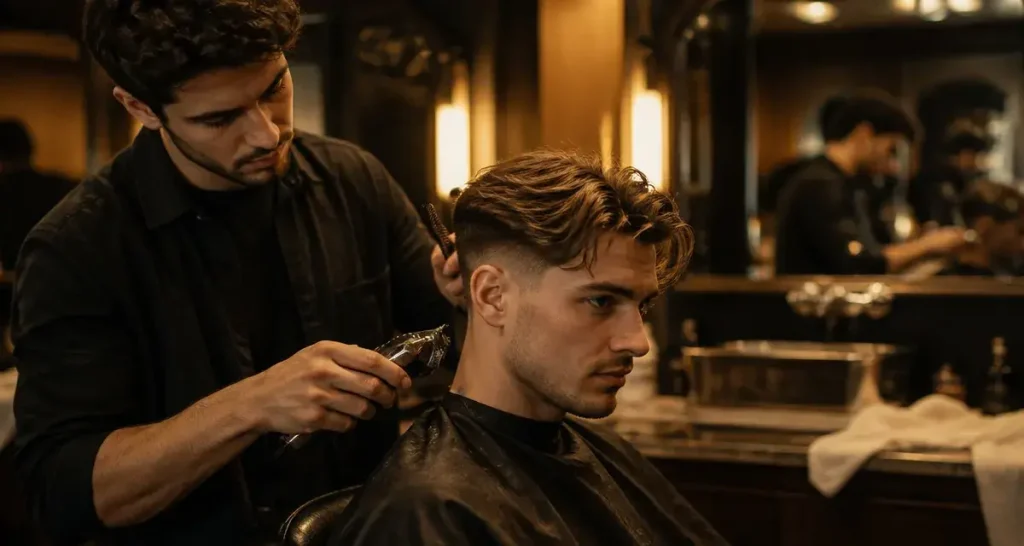 Dégradé homme long au dessus, volume et netteté