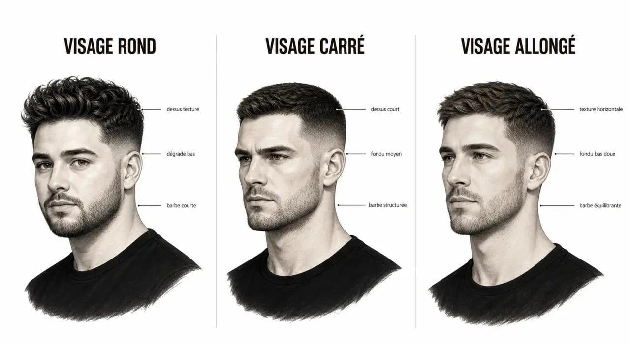Dégradé homme court adapté aux visages rond, carré et allongé