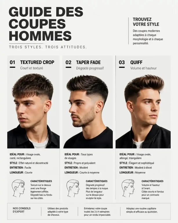 Exemples de coupes de cheveux tendance pour jeune homme
