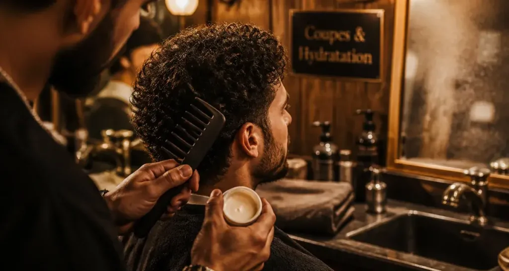 Frisé coupe de cheveux homme bouclé : boucles hydratées, coupe idéale visage