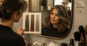 Balayage transition cheveux gris : fondu naturel sans démarcation