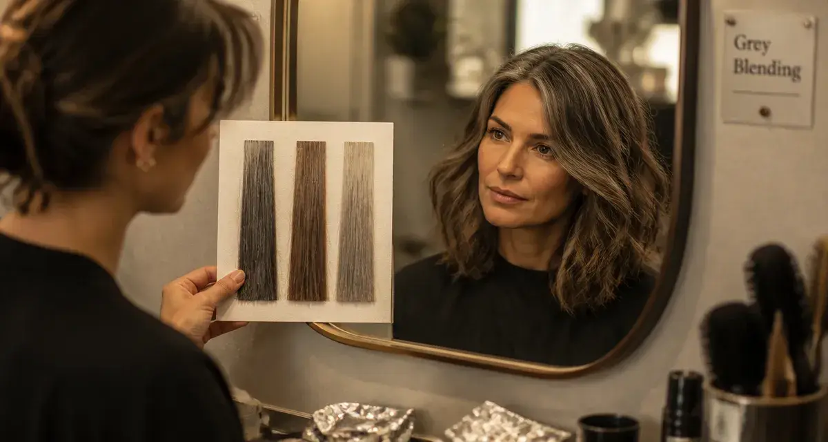 Balayage transition cheveux gris : fondu naturel sans démarcation