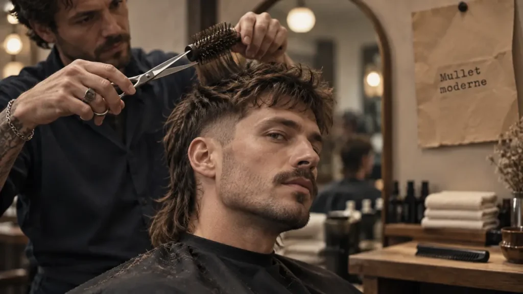 Coupe mulet homme moderne : court devant, long derrière