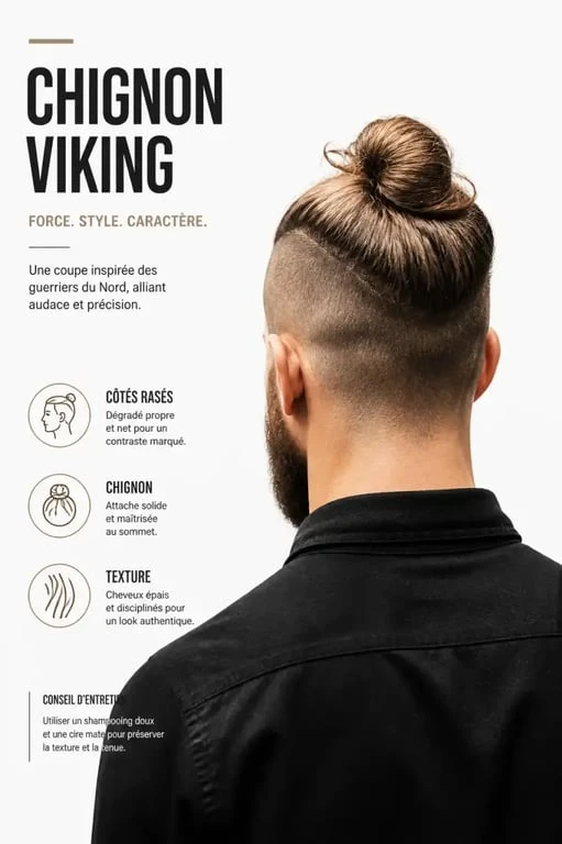 Coupe viking homme style chignon man bun