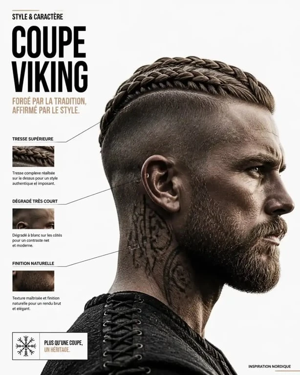 Exemple de coupe viking avec tresse et dégradé pour homme