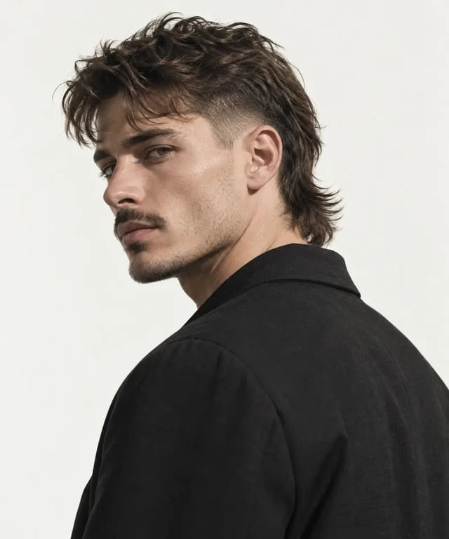 Coupe mulet homme moderne avec nuque texturisée et côtés dégradés