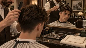 Coupe à l'italienne homme : tempes courtes et frange modulable