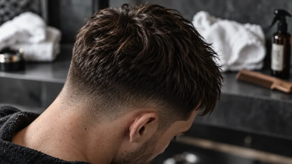 Crop texturé homme : relief sur le dessus, sans effet casque