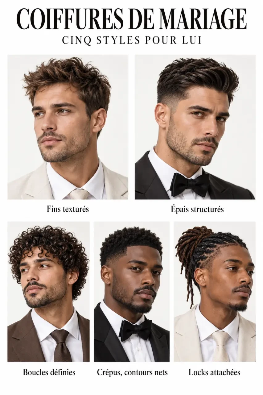 Coiffure mariage homme selon la texture des cheveux, des cheveux fins aux locks