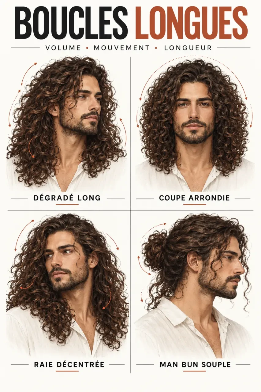 Idées de coupes et coiffures pour cheveux long bouclé homme