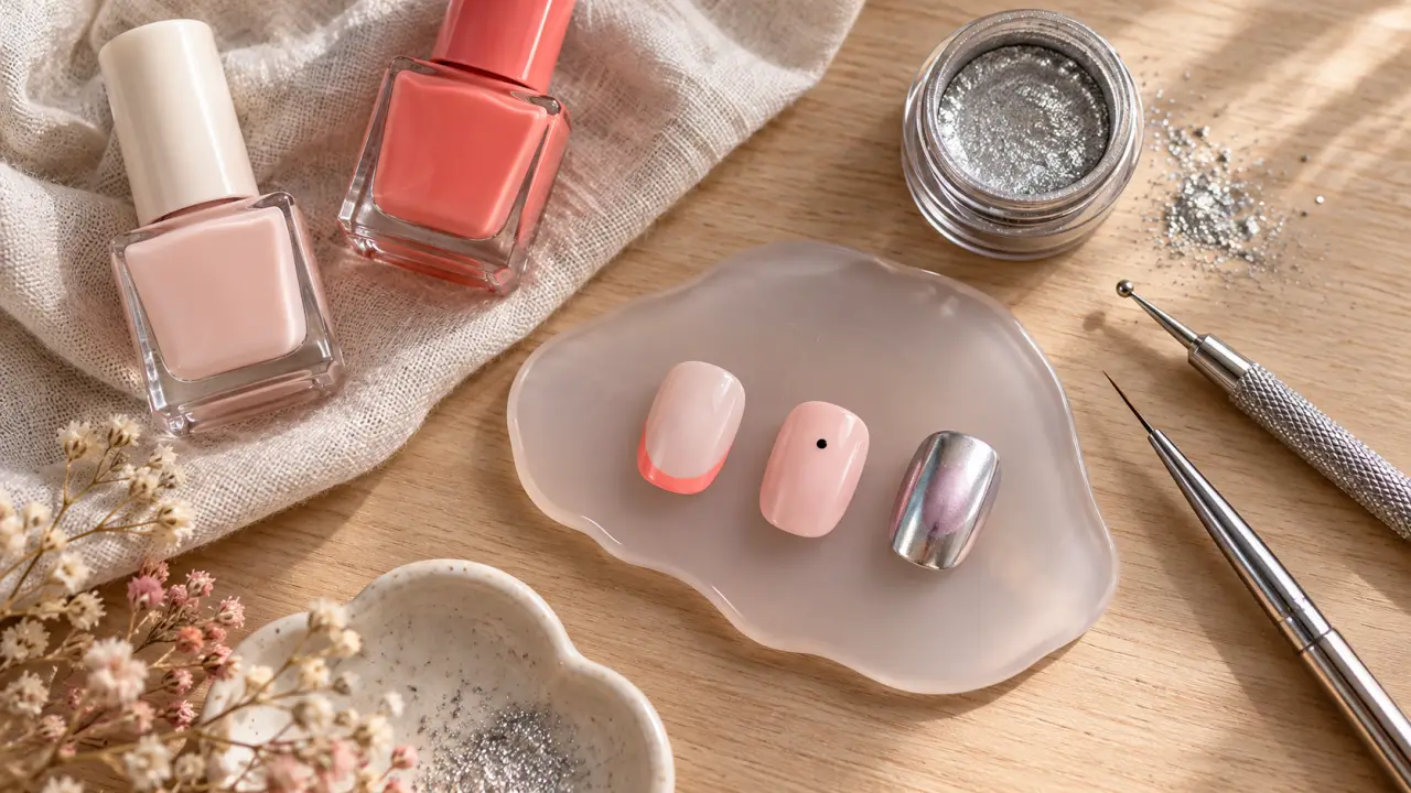 Inspiration ongles nude laiteux et effet chrome