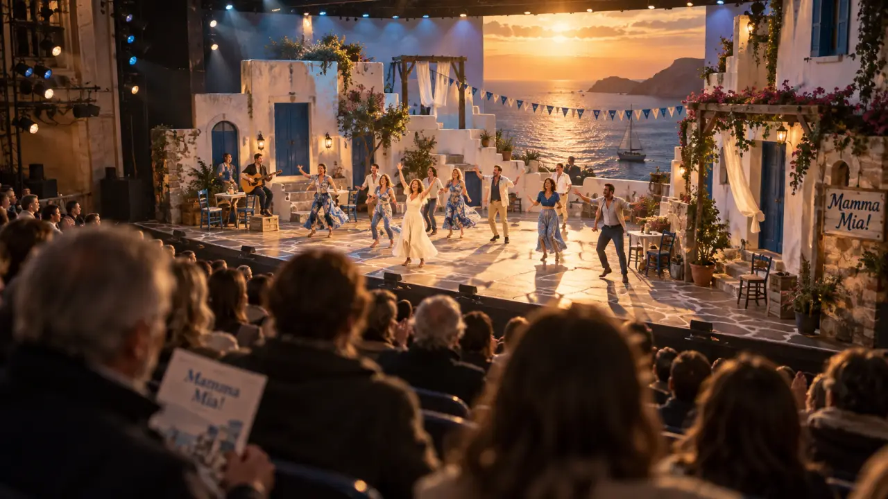 mamma mia seine musicale : scène de la comédie ABBA à La Seine Musicale